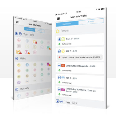 Application Vianavigo, centre de notifications de l'info trafic